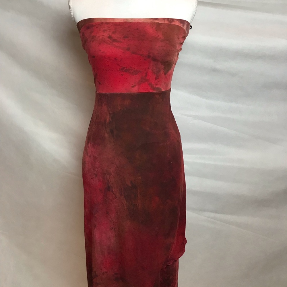 Strapless Flowing Rust Dress - Small